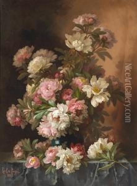 Bouquet Of Pink And White Peonies Oil Painting - Paul De Longpre
