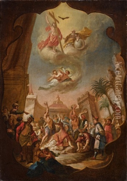 Steinigung Und Himmelsvision Des Heiligen Stephanus Oil Painting - Bartholomaeus Altomonte