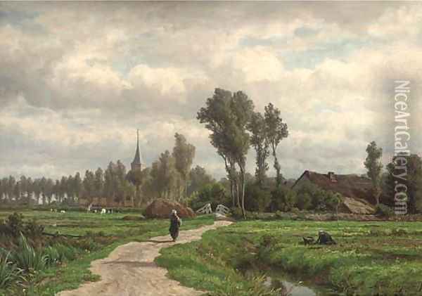 A figure on a village track Oil Painting - Caesar Van Everdingen