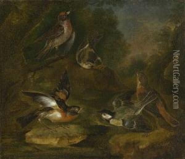 Waldstuck Mit Vogeln. Oil Painting - Ferdinand Phillip de Hamilton