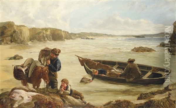 Under The Lee Of A Rock Oil Painting - James Clarke Hook