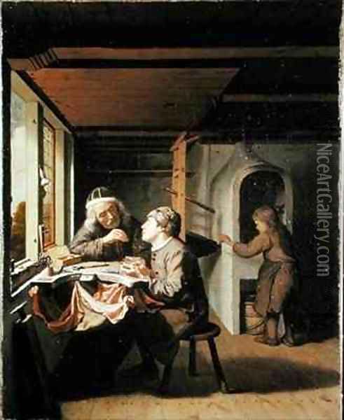 A Watchmaker and his Apprentice Oil Painting - Olivier van Deuren