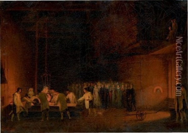 La Visite De La Duchesse De Berry A Saint - Gobain En 1822 Oil Painting - Edouard Henri Theophile Pingret