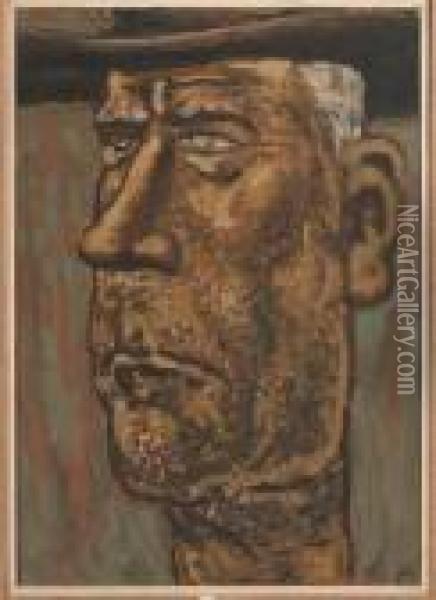A Head Of A Spakenburger (recto); A Sketch Of A Head (verso) Oil Painting - Leo Gestel