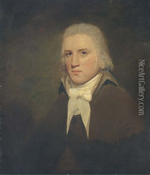 Portrait Of Thomas Wise Of Hillbank, Forfarshire, In A Brown Coat Oil Painting - Sir Henry Raeburn
