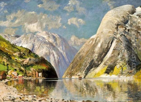 Fjord Oil Painting - Karl Kaufmann