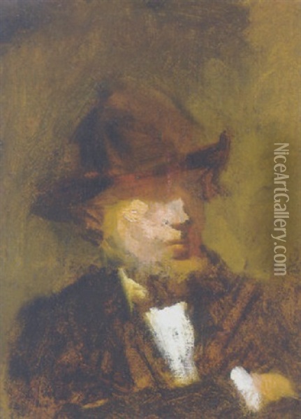 Eines Kopfes (der Maler Sperl?) Oil Painting - Wilhelm Maria Hubertus Leibl