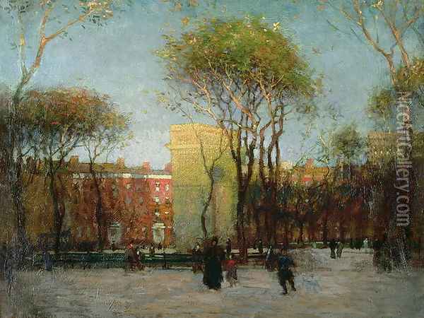 Washington Square, New York, c.1900 Oil Painting - Paul Cornoyer