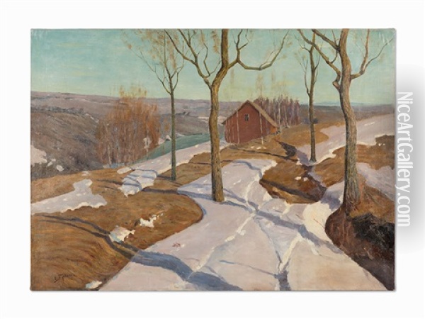 Early Spring Landscape Oil Painting - Vilhelms Purvitis