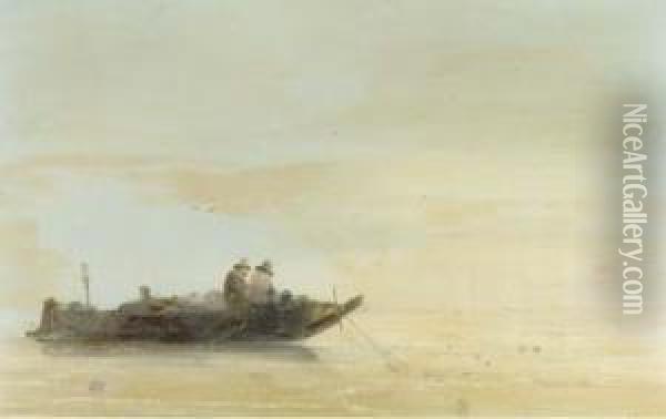 Fishermen At Dawn Oil Painting - Albert Van Beest
