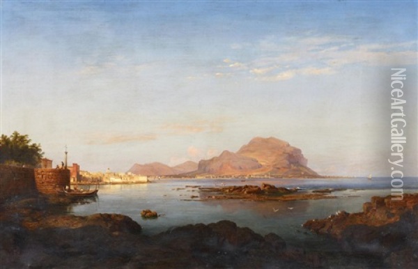 Monte Pellegrino Oil Painting - Ludwig Heinrich Theodor (Louis) Gurlitt