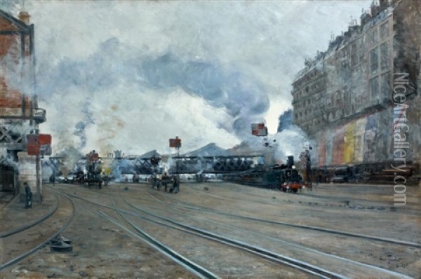 Gare Saint-lazare Oil Painting - Louis Abel-Truchet