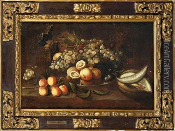 Bodegon De Frutas Con Melocotones, Uvas Y Melon Oil Painting - Felix Lorente