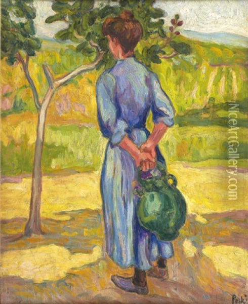 Femme A La Cruche (environs De Collioures) Oil Painting - Jean Peske