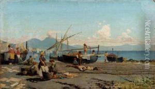 Il Riposo Dei Pescatori Oil Painting - Francesco Saverio Torcia
