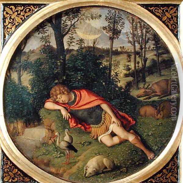 Endymion Sleeping Oil Painting - Giovanni Battista Cima da Conegliano