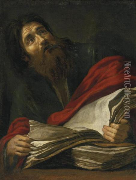 Saint Matthew Oil Painting - Claude Vignon