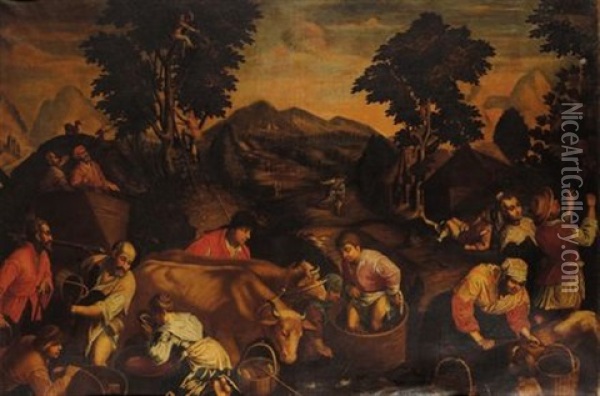 Scena Contadina Oil Painting - Jacopo dal Ponte Bassano