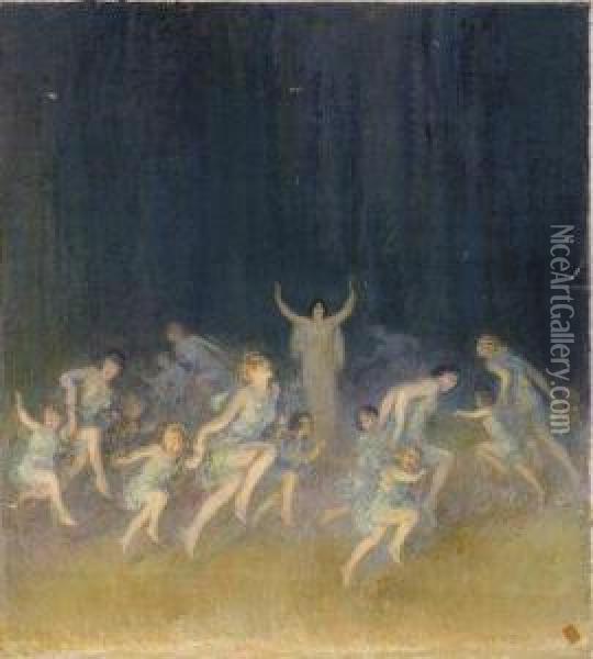 Dancing Nymphs Oil Painting - Francis Luis Mora