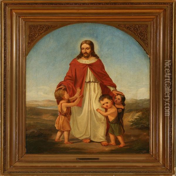 Jesus Christ Withchildren Oil Painting - Adam Muller