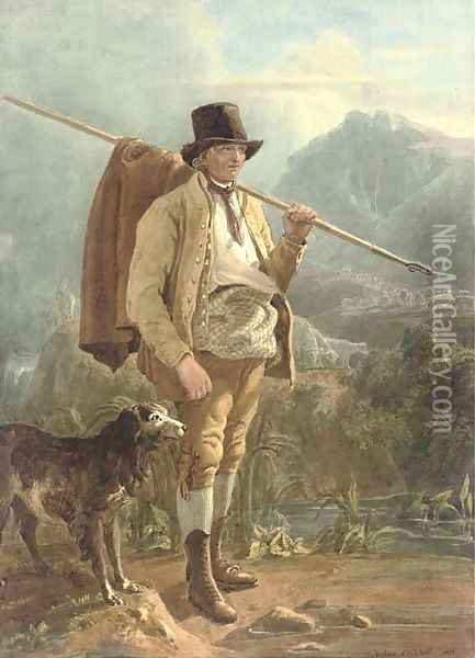 A Cumberland shepherd Oil Painting - Joshua Cristall