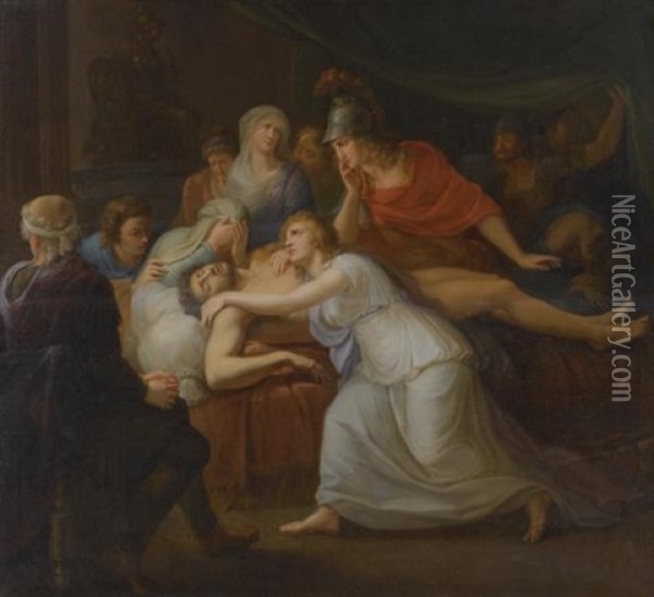 Andromache Lamenting The Death Of Hector Oil Painting - Friedrich Heinrich Fueger