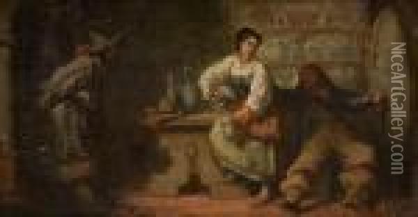 Tavern Scene Oil Painting - Jean-Louis-Ernest Meissonier