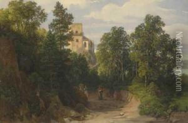 Weg Zur Ruine Greifenstein Oil Painting - Thomas Ender