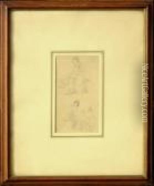 Due Bozzetti Con Figure Su Panchina Oil Painting - Telemaco Signorini