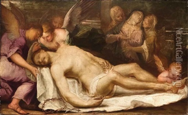 Compianto Su Cristo Morto Oil Painting - Pietro (Libertino) Liberi