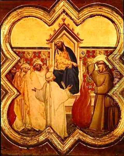The Trial by Fire St Francis offers to walk through fire to convert the Sultan of Egypt in 1219 Oil Painting - Taddeo Gaddi