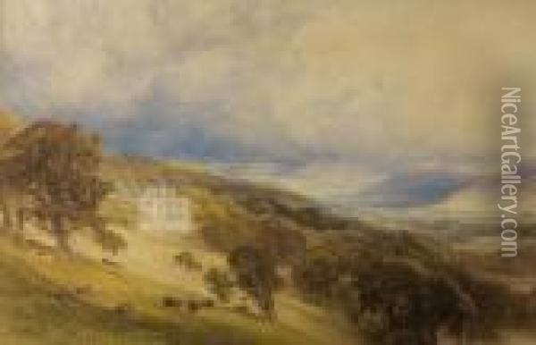 View Of Eshton Hall, Yorkshire Oil Painting - Anthony Vandyke Copley Fielding