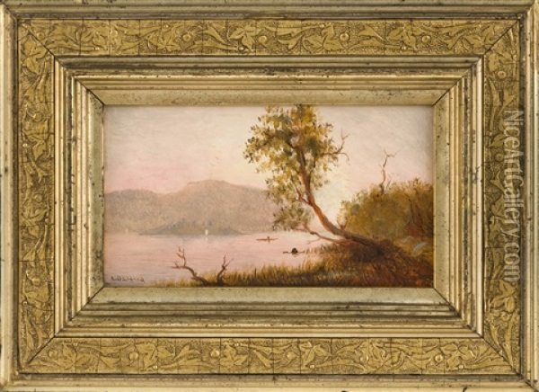 Sunset Over A Lake Oil Painting - Lemuel D. Eldred