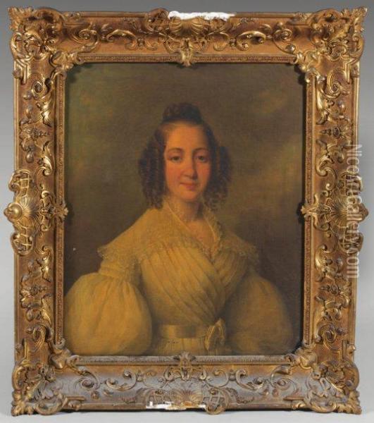 Portrait De Madame Hibert Oil Painting - Jean Pierre Frederic Barrois