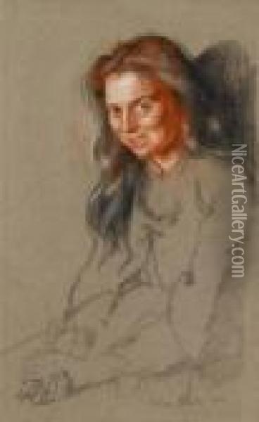 Study Of An Irish Girl Oil Painting - Sir William Newenham Montague Orpen