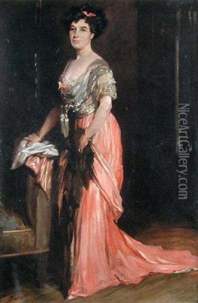 Portrait Of Miss Muriel Morland, The Actress Oil Painting - Glyn Warren Philpot