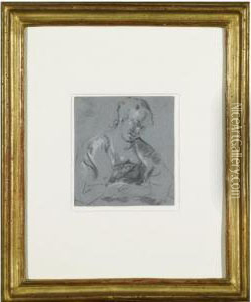 A Girl, Half-length, Looking Down Oil Painting - Govert Teunisz. Flinck