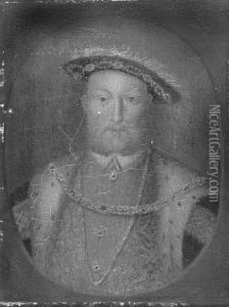 A Portrait Of Henry Viii, Half Length Oil Painting - Hans Holbein the Younger