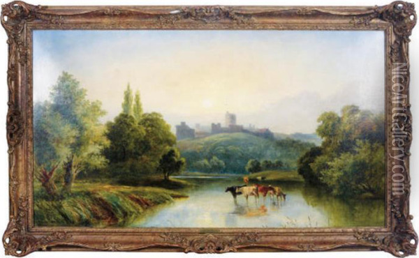 A View Of Windsor Castle Across A River Valley Oil Painting - Thomas Ii Whittle