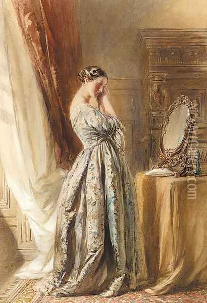 A lady at her toilette Oil Painting - William Henry Hunt