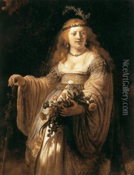 Saskia As Flora 1635 Oil Painting - Harmenszoon van Rijn Rembrandt