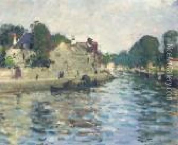 Bord De Seine Oil Painting - Pierre Eugene Montezin