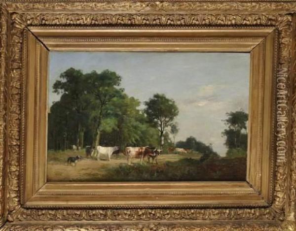 Les Vaches Au Paturage Oil Painting - Jacques Alfred Brielman