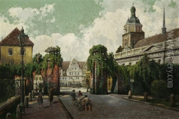 Dessau. Blick Auf Die Marienkirche In Der Altstadt Oil Painting - Hans Frahm
