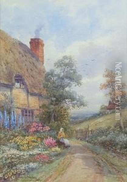 A Devonshire Cottage Oil Painting - Harold Lawes