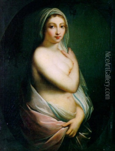 Portrait De Jeune Femme Sortant Du Bain Oil Painting - Johann Baptist Lampi the Elder