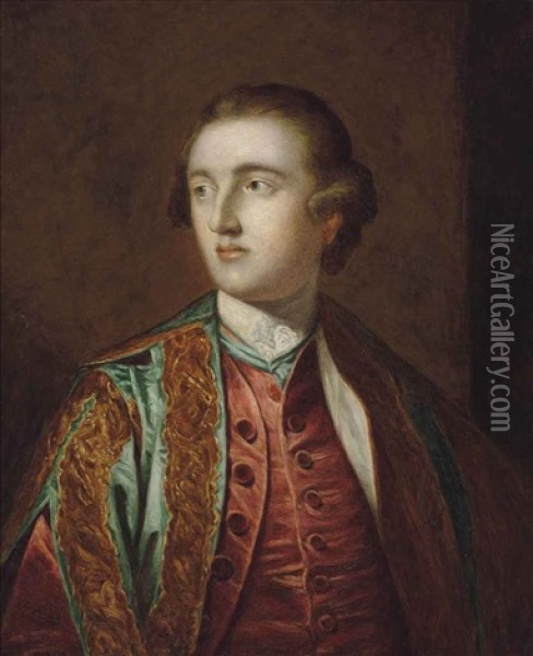 Portrait Of Henry, 5th Duke Of Beaufort, K.g. (1744-1803), Bust-length, In A Green Embroidered Coat Oil Painting - Dorofield Hardy