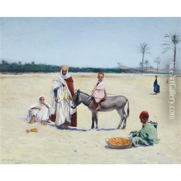 Little Salesman At Biskra, Algeria Oil Painting - Frantz Charlet