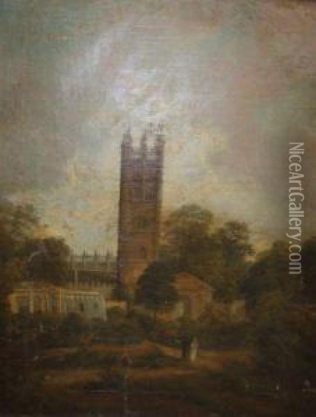 A View In Cambridge Oil Painting - William Tomkins