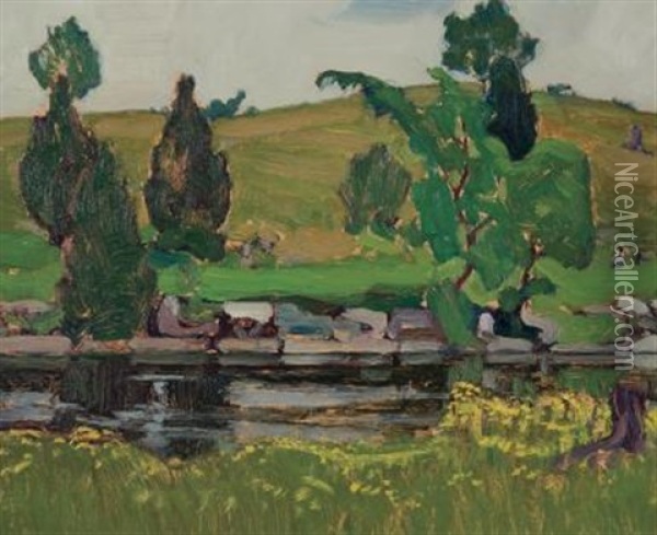 Gull River (+ An Unfinished Sketch Of A Landscape, Verso) Oil Painting - James Edward Hervey MacDonald